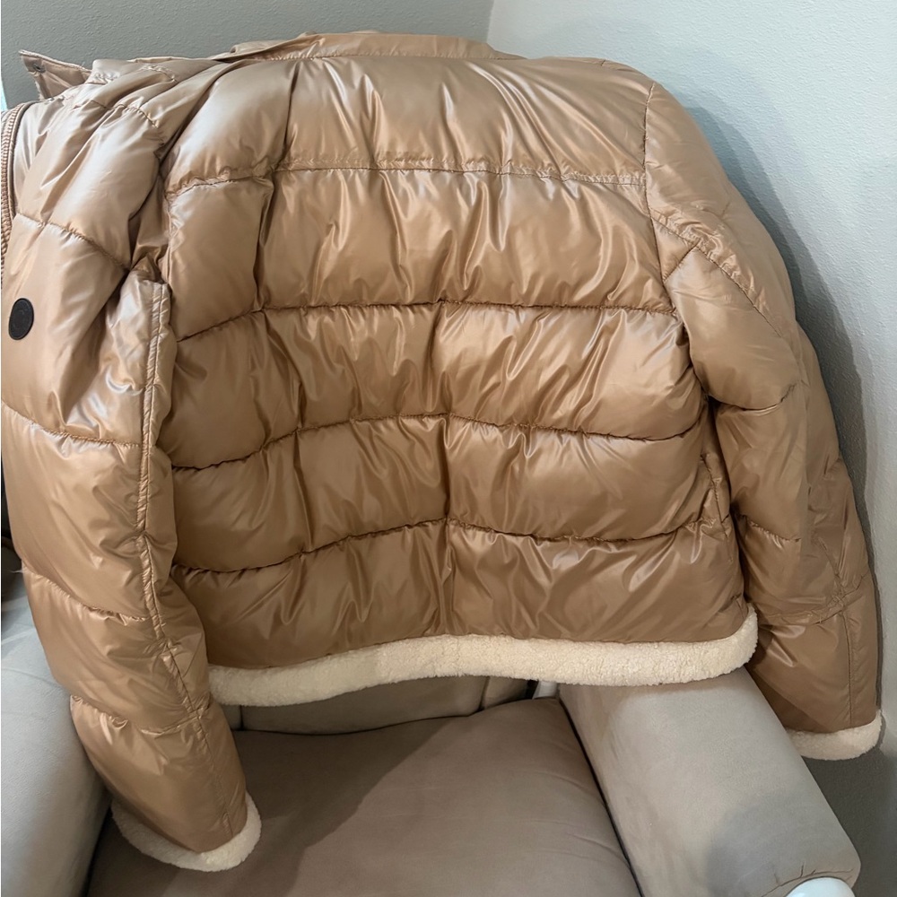 NWT French Connection Camel/Brown Sherpa Trim Puffer Coat in Women's Size XL - Picture 8 of 11